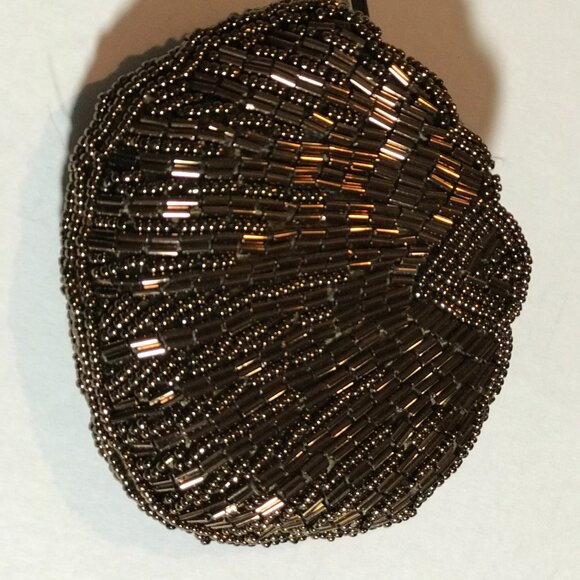 Vintage Copper Bronze Brown Beaded Bag / Small Zip Clutch - Picture 14 of 16